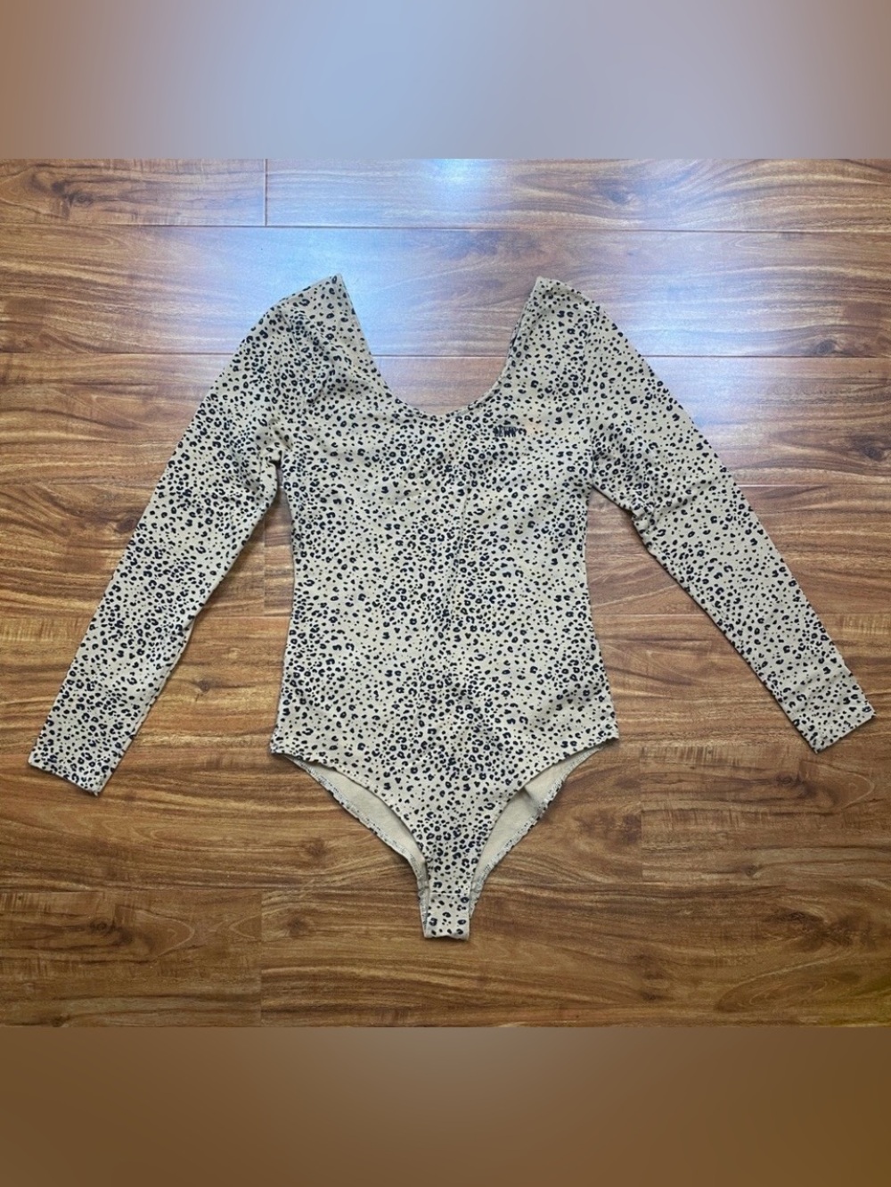 Levi's Womens Tan Cheetah Print Scoop Long Sleeve Cotton Stretch Bodysuit XS